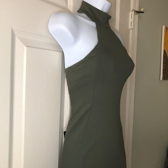 Bebe Olive Mock Neck Strappy Midi Dress Size XXS (Brand New) - Picture 2 of 9